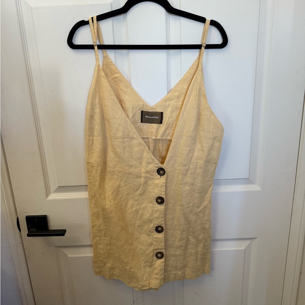 Reformation Yellow Backless Button Dress - Picture 4 of 6